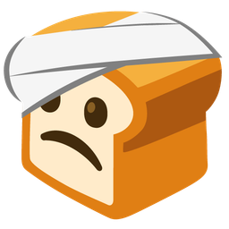 face with head-bandage and bread