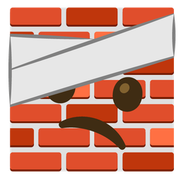 face with head-bandage and brick