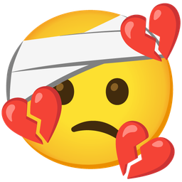 face with head-bandage and broken heart