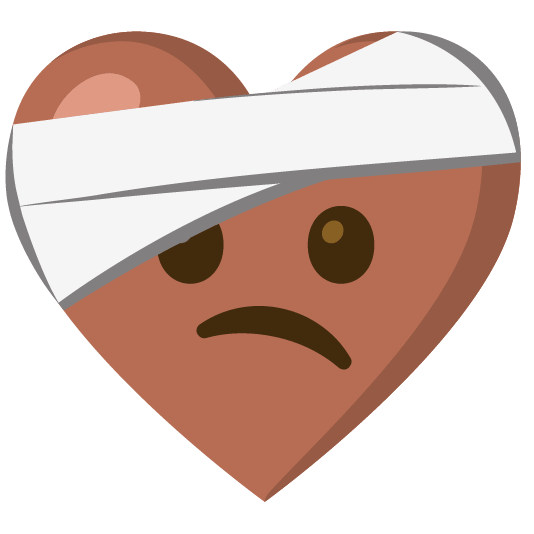 Face with head-bandage and Brown heart