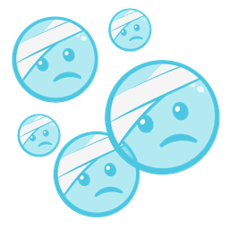 face with head-bandage and bubbles