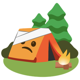 face with head-bandage and camping