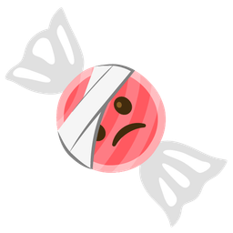 face with head-bandage and candy