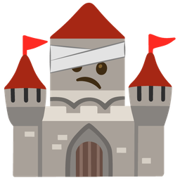face with head-bandage and castle