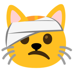 face with head-bandage and cat face