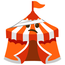 face with head-bandage and circus tent