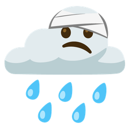 face with head-bandage and cloud with rain
