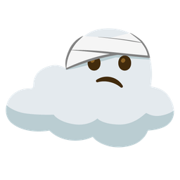 face with head-bandage and cloud