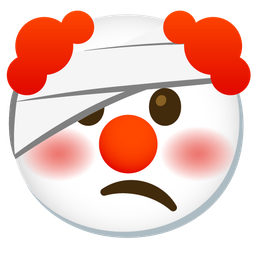 face with head-bandage and clown face