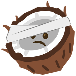 face with head-bandage and coconut