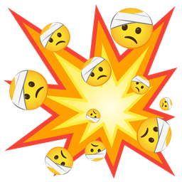 face with head-bandage and collision