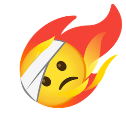 face with head-bandage and comet