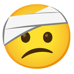 face with head-bandage and confused face