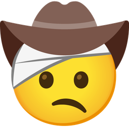 face with head-bandage and cowboy hat face