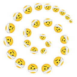 face with head-bandage and cyclone