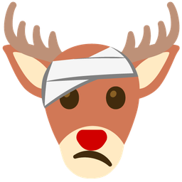 face with head-bandage and deer