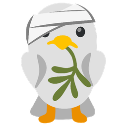 face with head-bandage and dove