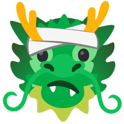 face with head-bandage and dragon