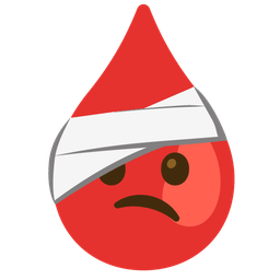 face with head-bandage and drop of blood