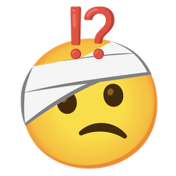 face with head-bandage and exclamation question mark