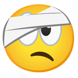 face with head-bandage and eyes