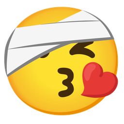 Face with head-bandage and Face blowing a kiss