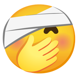 face with head-bandage and face with hand over mouth