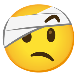 face with head-bandage and face with raised eyebrow