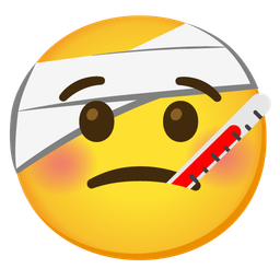 face with head-bandage and face with thermometer