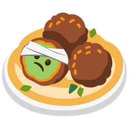 face with head-bandage and falafel