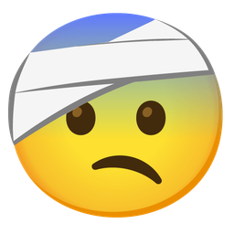 face with head-bandage and fearful face