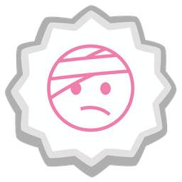 face with head-bandage and fish cake with swirl