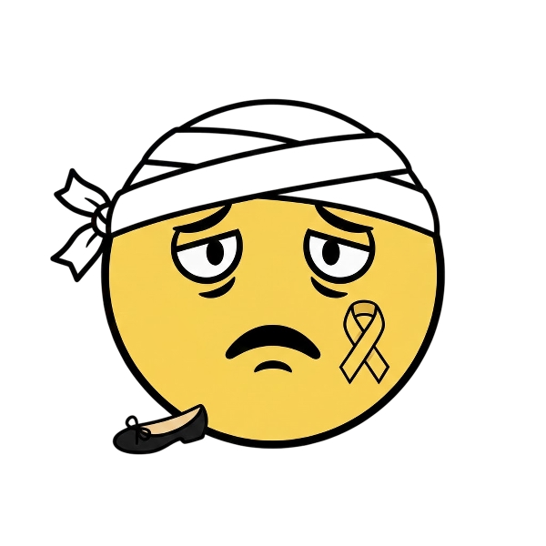 Face with head-bandage and Flat shoe