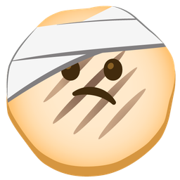 face with head-bandage and flatbread