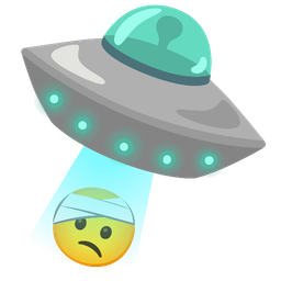 face with head-bandage and flying saucer