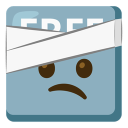 face with head-bandage and FREE button