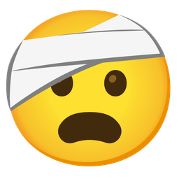 face with head-bandage and frowning face with open mouth