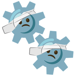 face with head-bandage and gear