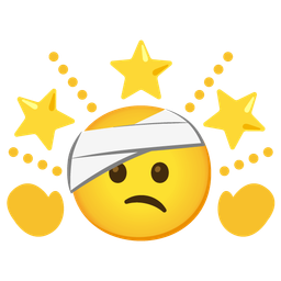 face with head-bandage and glowing star