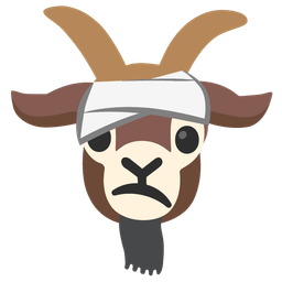 face with head-bandage and goat