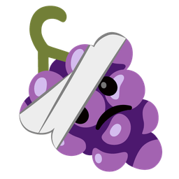 face with head-bandage and grapes