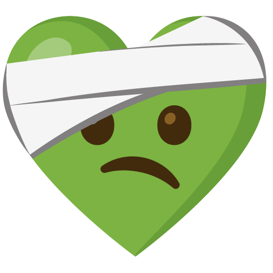 Face with head-bandage and Green heart