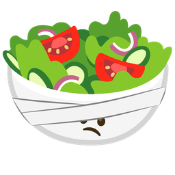 face with head-bandage and green salad