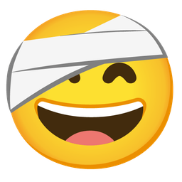 Face with head-bandage and Grinning face with smiling eyes