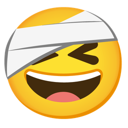 Face with head-bandage and Grinning squinting face