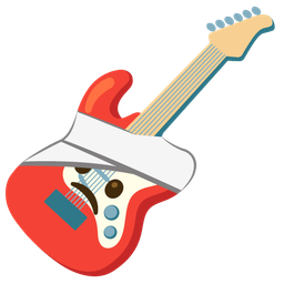 face with head-bandage and guitar