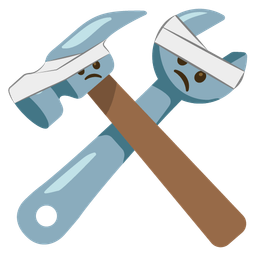 face with head-bandage and hammer and wrench