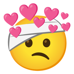 face with head-bandage and heart with arrow