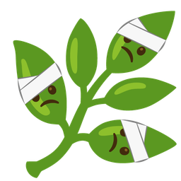 face with head-bandage and herb