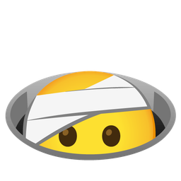 face with head-bandage and hole